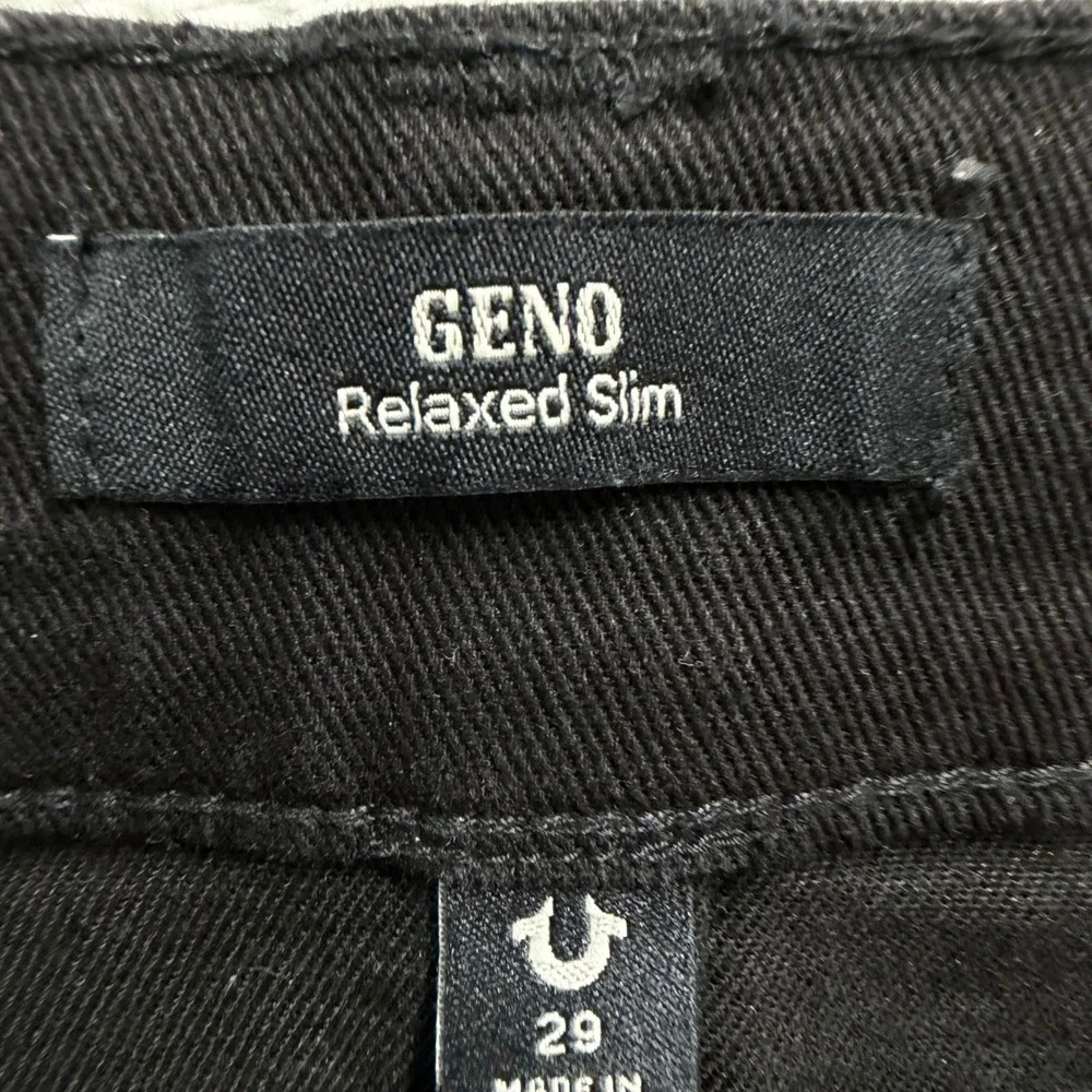True Religion Jeans Mens 29x32 Black Denim Geno Relaxed Slim